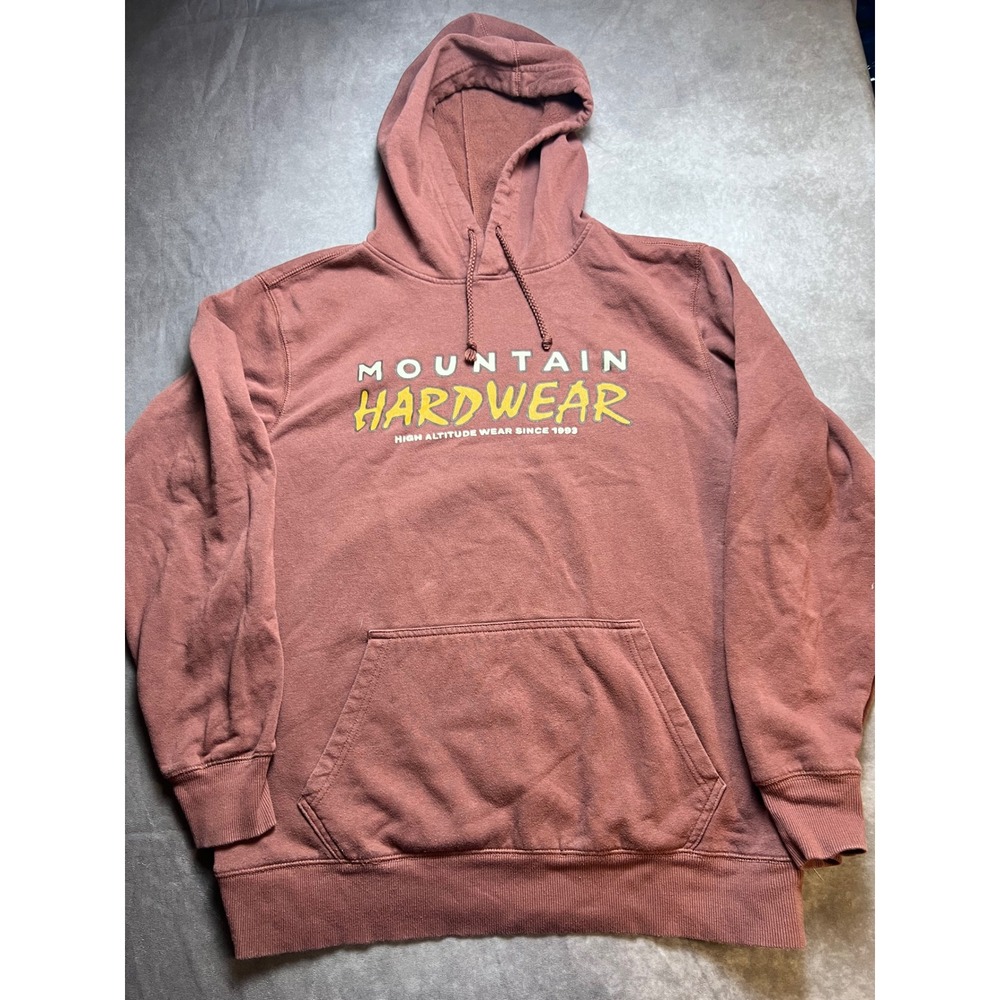 Mountain Hardwear Graphic Pullover Mens Hoodie Large Rust Red Hiking Logo Hoodie